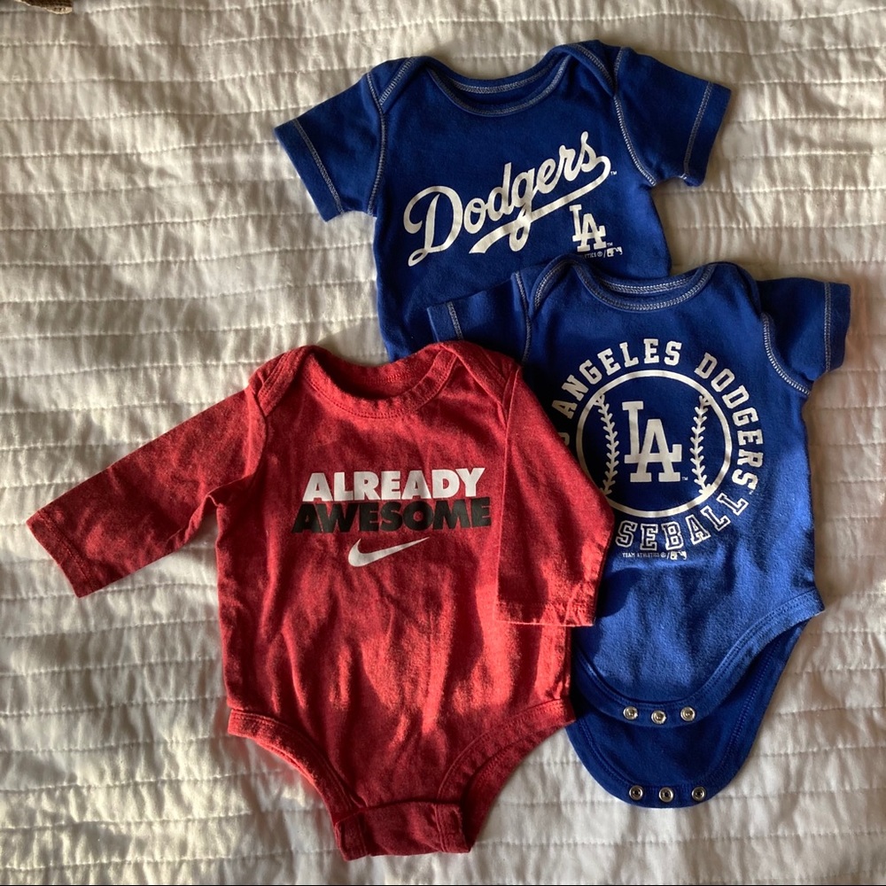 Two LA Dodgers + Nike Baby One Piece